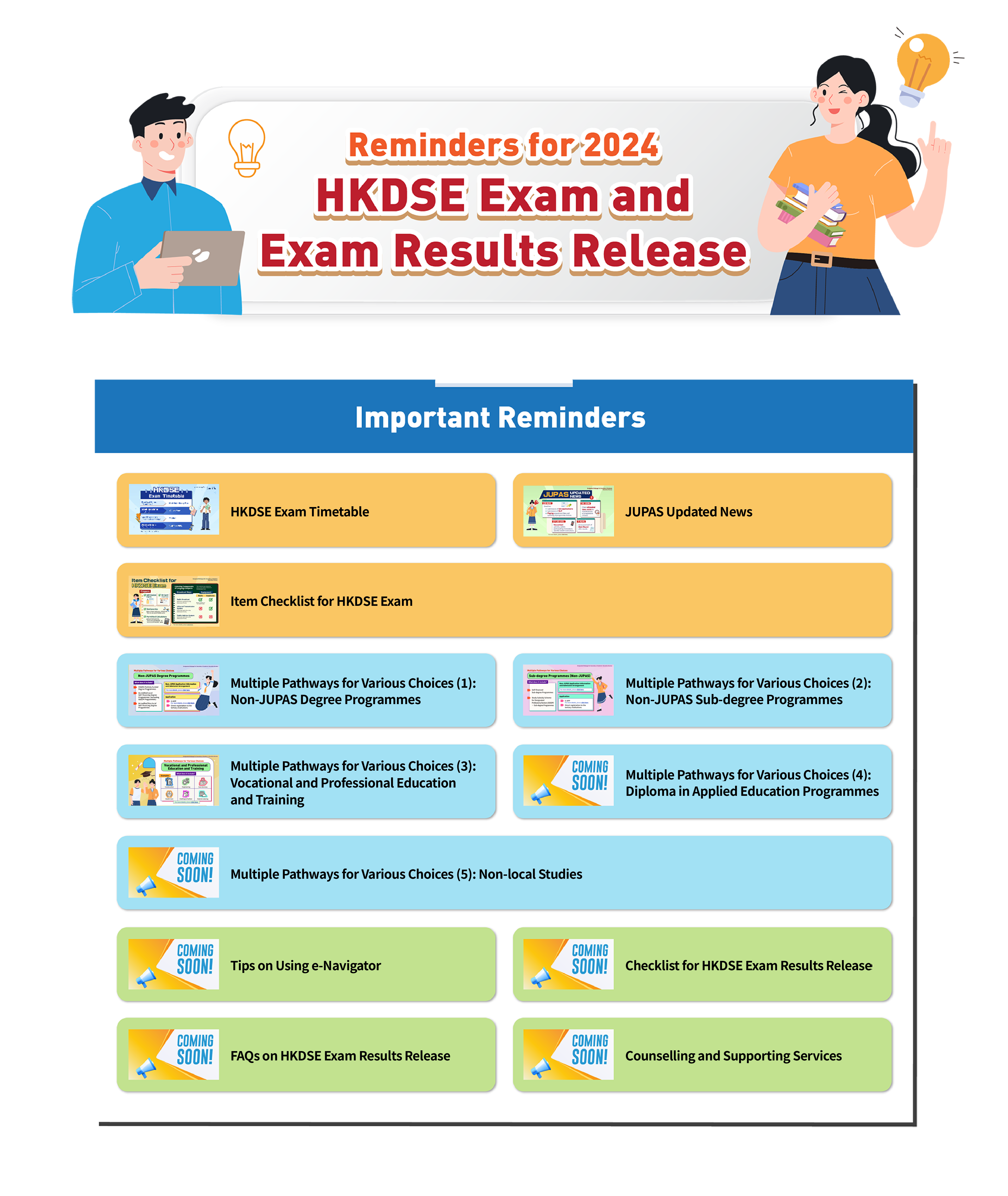 Reminders for 2024 HKDSE Exam and Exam Results Release